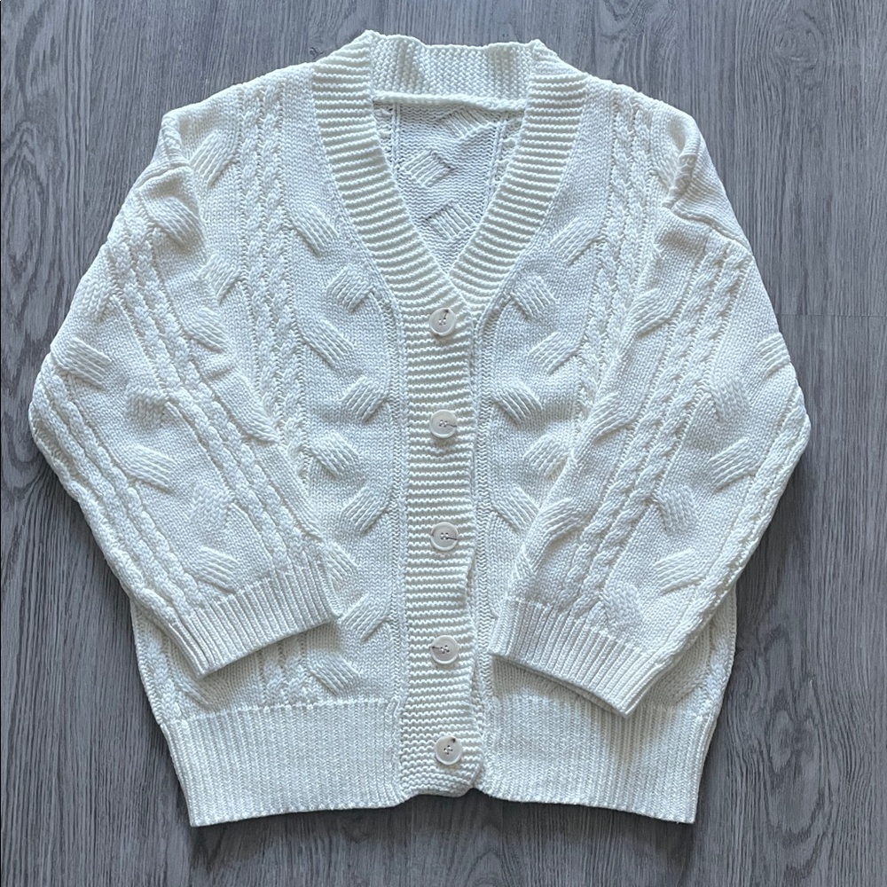 Commense Ivory Cable Knit Cardigan